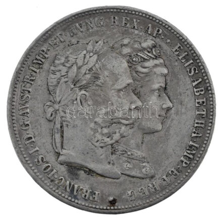 Ausztria 1879. 2G Ag 'I. Ferenc József és Erzsébet / Ezüstlakodalom' Bécs T:VF patina, ph. Austria 1879. 2 Gulden Ag 'Franz Joseph and Elisabeth / Silver Jubilee' Vienna C:VF patina, edge error Krause X#M5