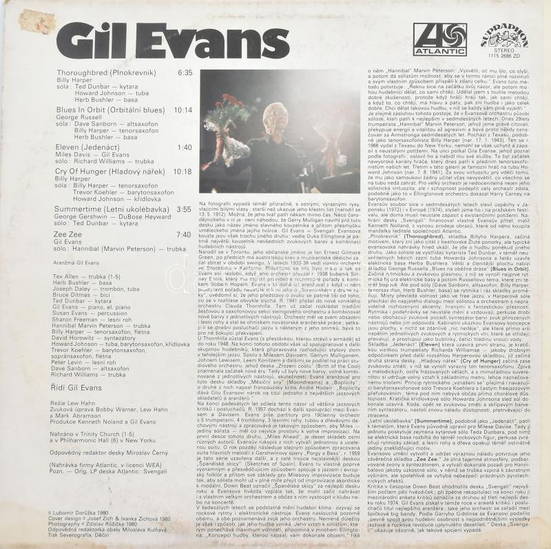 Gil Evans. Vinyl, LP, Album, Reissue. Supraphon. Csehszlovákia, 1980. jó állapotban - Image 2
