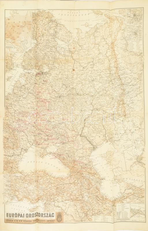1942 Európai Oroszország térképe. 1 : 5.000.000. Kiadja a M. Kir. Honvéd Térképészeti Intézet. Hajtva, 93x62,5 cm