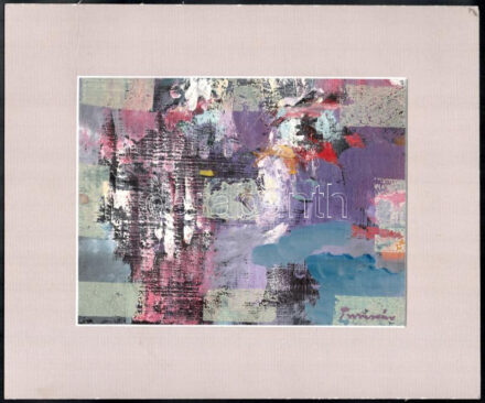 Turcsán Miklós (1944-): Gesztusok (cím nélkül). Vegyes technika, farost. Jelzett. Paszpartuban. 17x22,5 cm