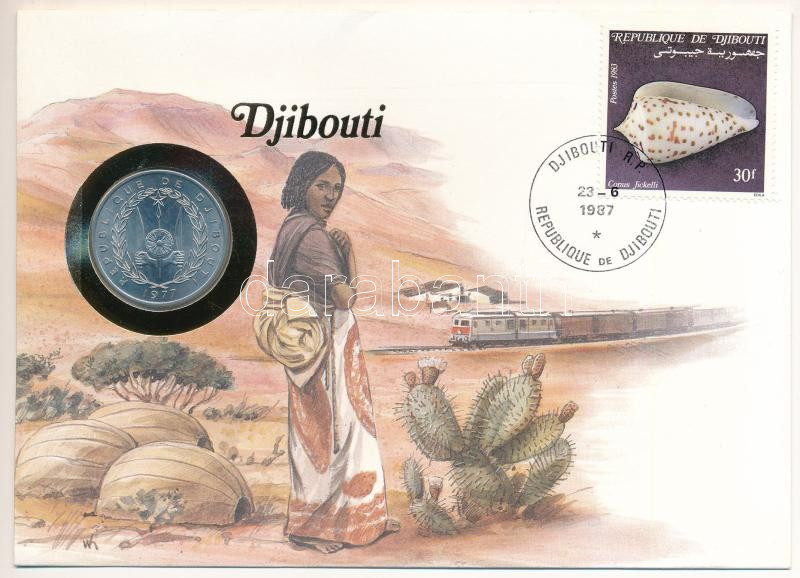 Dzsibuti 1977. 5Fr Al felbélyegzett borítékban, bélyegzéssel T:UNC Djibouti 1977. 5 Francs Al in envelope with stamp, cancellation C:UNC Krause KM#22