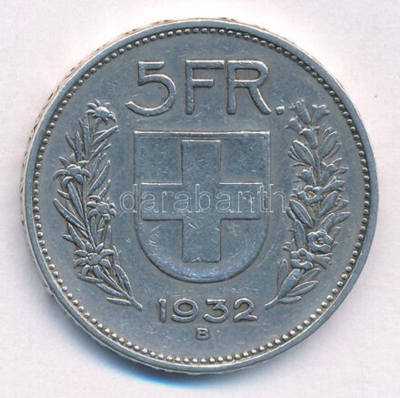 Svájc 1932B 5Fr Ag T:VF Switzerland 1932B 5 Francs Ag C:VF Krause KM#402