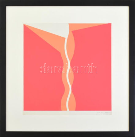 Keserü Ilona (1933-): Hullámvonal. Szitanyomat, papír, jelzett a nyomaton, üvegezett fakeretben, 31x31 cm.