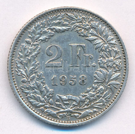 Svájc 1958. 2Fr Ag T:2 Switzerland 1958. 2 Francs Ag C:XF Krause KM#21