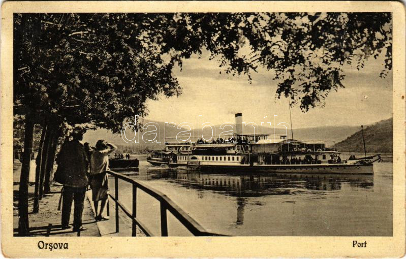 Orsova, kikötő, 'JUPITER' gőzhajó / port, steamship (Rb)