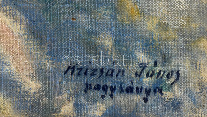 Krizsán János (1866-1948): Nagybánya télen. Olaj, vászon. Jelezve jobbra lent. Dekoratív fakeretben. 60x70 cm/ János Krizsán (1866-1948): Snowy Baia Mare. Oil on canvas. Signed lower right. Framed. - Image 3