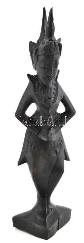 Indonéz táncosnő, fafaragás, Bali, magassága: 21 cm