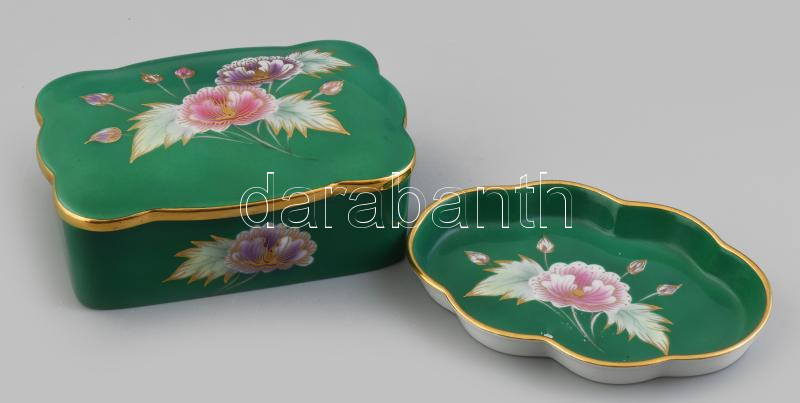 Bakos Éva doboz 14x10 cm, tálka, 13,5x9 cm, jelzett, hibátlan.