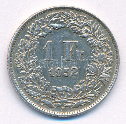 Svájc 1952B 1Fr Ag T:XF,VF Switzerland 1952 B 1 Franc Ag C:XF,VF Krause KM#24