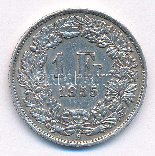 Svájc 1955B 1Fr Ag T:XF,VF Switzerland 1955B 1 Franc Ag C:XF,VF Krause KM#24