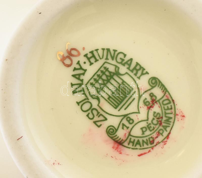 Zsolnay virágmintás porcelán, váza, jelzett, hibátlan, m: 15 cm - Image 2