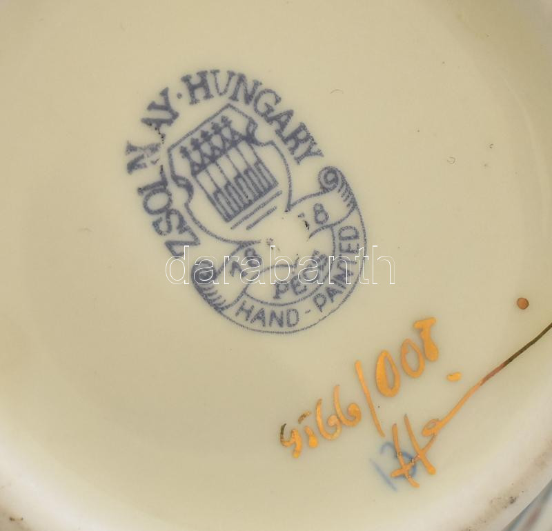 Zsolnay virágmintás porcelán, váza, jelzett, hibátlan, m: 18 cm - Image 3