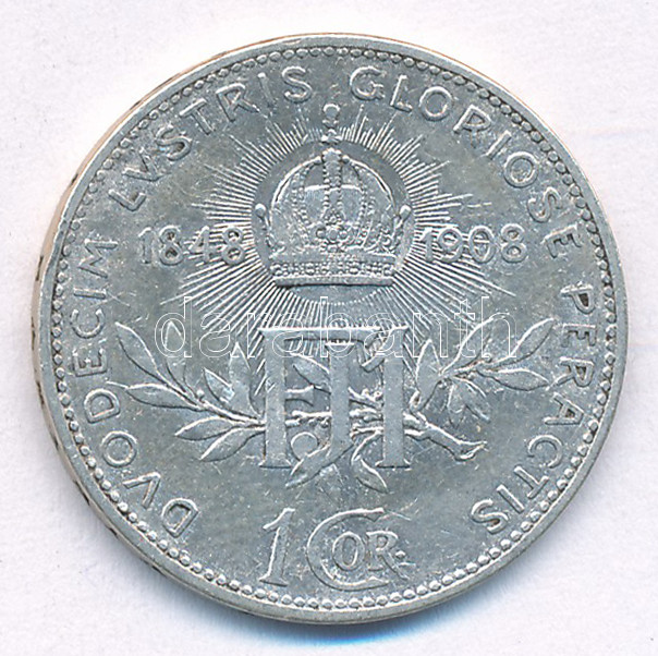 Ausztria 1908. 1K Ag 'Ferenc József - Jubileum' T:F Austria 1908. 1 Corona Ag 'Franz Joseph - Jubilee' C:F Krause KM#2808