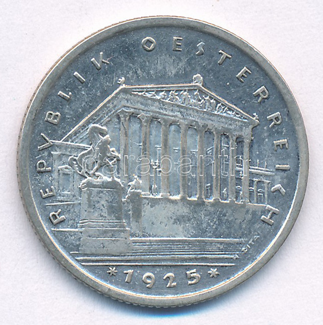 Ausztria 1925. 1Sch Ag T:XF patina Austria 1925. 1 Schilling Ag C:XF patina Krause KM#2840 - Image 2
