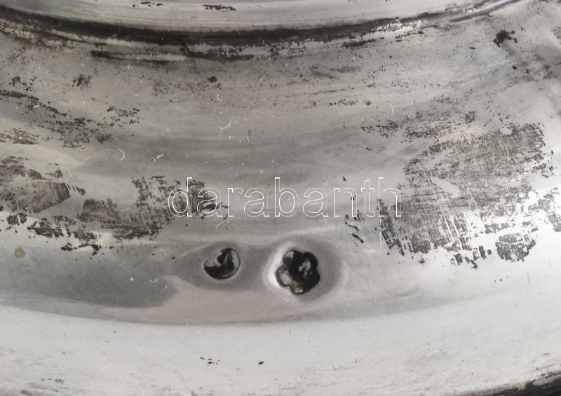Ezüst (Ag) Art Deco talpas kínálótál, jelzett, d: 28 cm, m: 14,5 cm, nettó: 478 g - Image 2