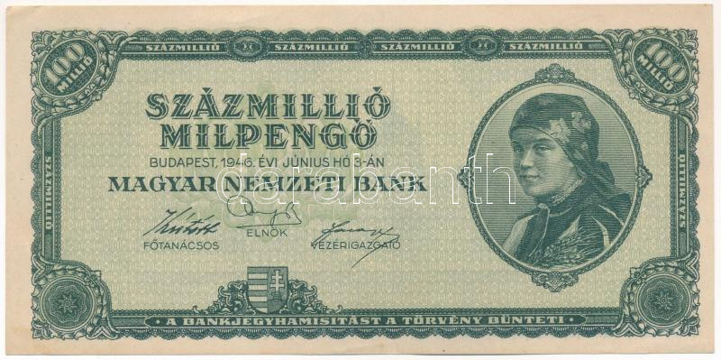 1946. 100.000.000MP T:F szép papír Adamo P33