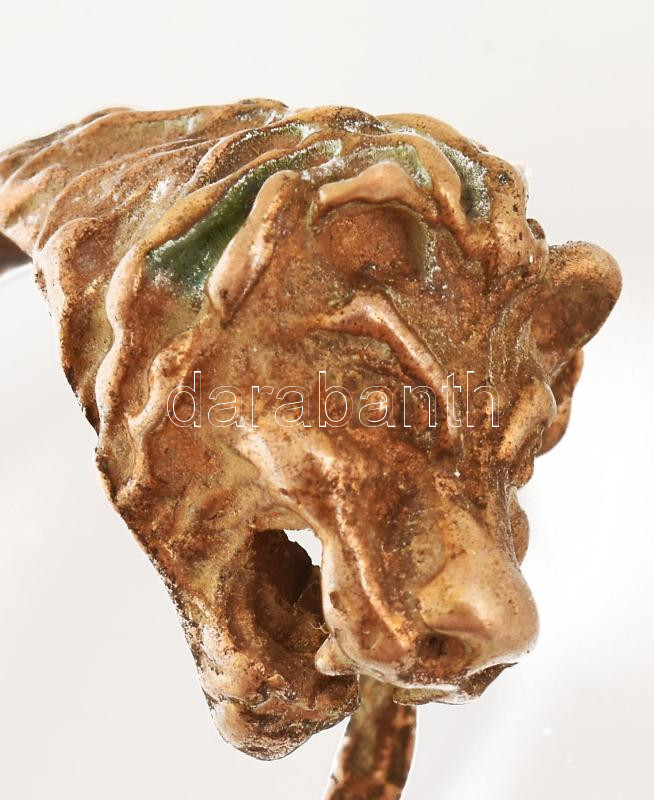 Farkasfejes, régi vadász gyűrű, fém, m: 56 - Image 2