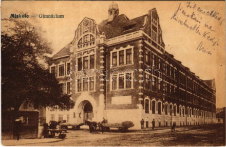 1923 Miskolc, gimnázium. Vasúti levelezőlapárusítás 9140. (EK)