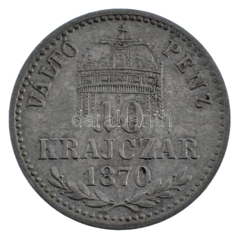 1870KB 10kr Ag 'Váltó Pénz' T:XF,VF patina Adamo M10.1 - Image 2
