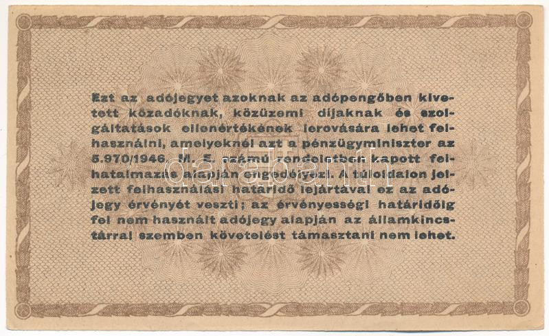1946. 10.000AP sorszámozott, vízjeles papíron T:AU Adamo P49 - Image 2