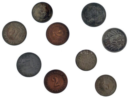 Német Birodalom 1874-1916. 5pf-10pf (9x) T:VF German Empire 1874-1916. 5 Pfennig - 10 Pfennig (9x) C:VF