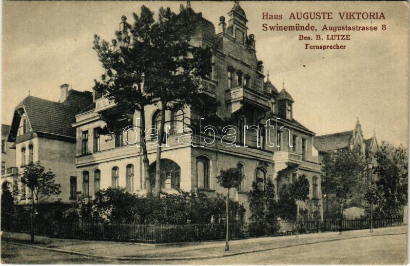 Swinoujscie, Swinemünde; Haus Auguste Viktoria. Augustastrasse 8. Bes. B. Lutze