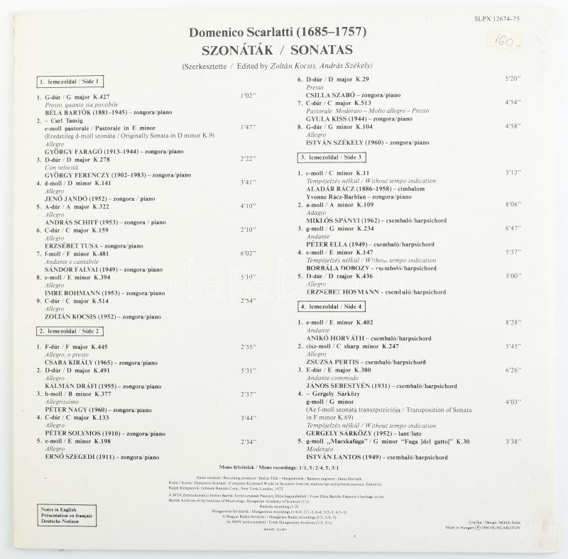 Scarlatti - Hommage A Scarlatti. 2 x Vinyl, LP, Album, Gatefold. Hungaroton. Magyarország, 1986. jó állapotban - Image 2