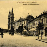 1909 Kiskunfélegyháza, Kossuth utca, Europa szálloda és kávéház, Bánhidy László üzlete, építkezés. Roykó B. kiadása (EK)
