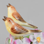 Herendi madarak virágon, kézzel festett porcelán, jelzett, kopásokkal, m: 8,5 cm - Image 3