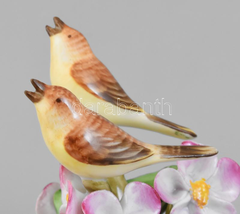 Herendi madarak virágon, kézzel festett porcelán, jelzett, kopásokkal, m: 8,5 cm - Image 3