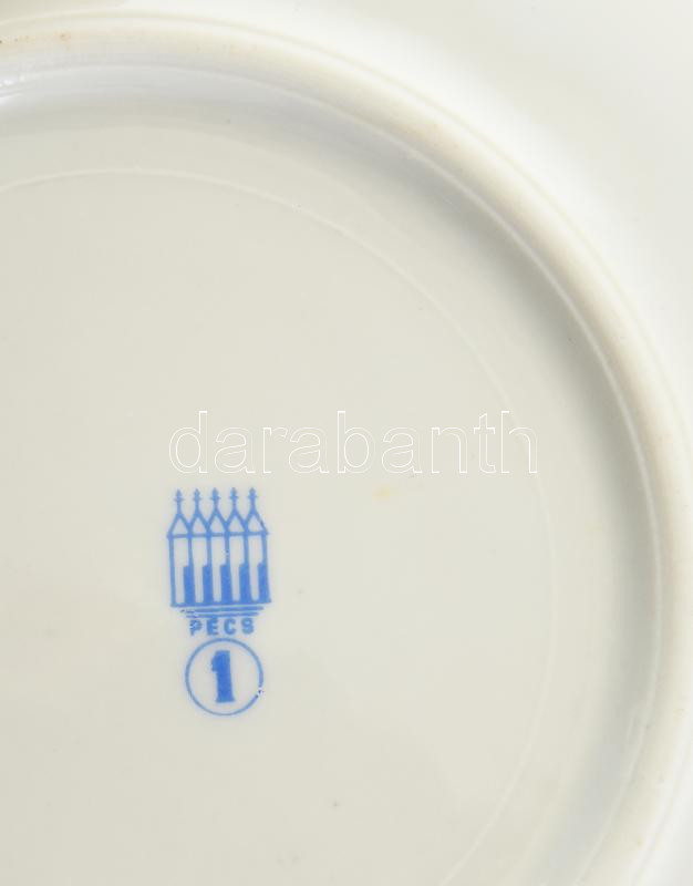Zsolnay virág mintás, 6db reggeliző készlet, jelzett, kopásokkal, d: 19 cm - Image 3