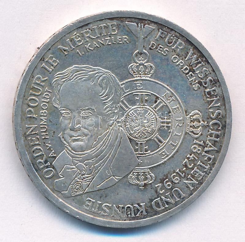 Németország 1992D 10M Ag 'Pour le Mérite' T:1- patina Germany 1992D 10 Mark Ag 'Pour le Mérite' C:AU patina Krause KM#179