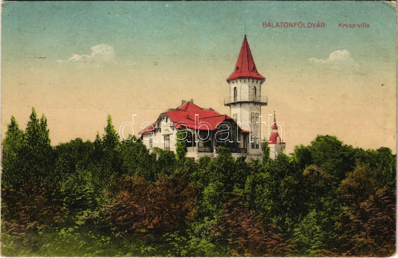 1926 Balatonföldvár, Kresz villa. Vasúti levelezőlapárusítás 2815. (EK) + 'NAGYKANIZSA-BUDAPEST 8.' vasúti mozgóposta