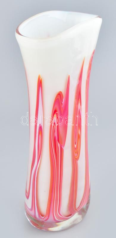 Murano díszváza, opalin üveg, színes üveg, fújt, hibátlan, m: 27 cm - Image 2