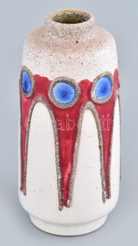 Retró kerámia váza, jelzés nélkül, hibátlan, m: 18 cm