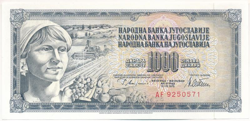 Jugoszlávia 1978. 1000D nyomdahibás 'GUVERNE' T:UNC Yugoslavia 1978. 1000 Dinara 'GUVERNE' typographical error C:UNC Krause P#92a