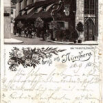 1895 (Vorläufer!!!) Nürnberg, Nuremberg; Bratwurstglöcklein. Art Nouveau, floral, litho (worn corners)