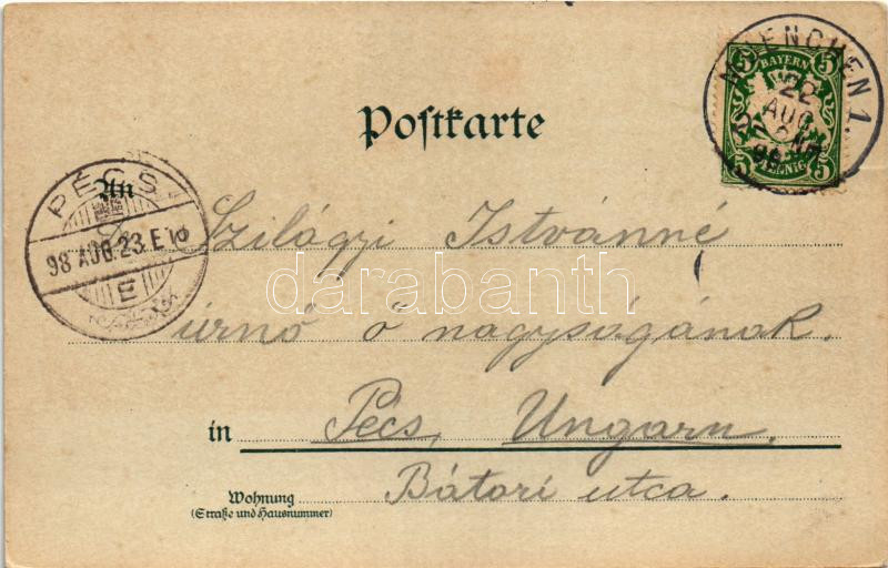 1898 (Vorläufer!) München, Munich; Blick vom Karlstor auf den Bahnhof. Kunstanstalt Carl Leykum. Art Nouveau (EK) - Image 2
