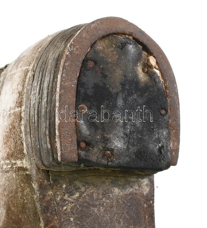 Régi, katonai bőr csizma, fa sarokkal, kopottas állapotban - Image 3