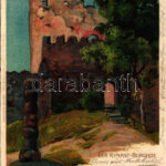 1902 Chojnik, Kynast; Der Kynast-Burghof / castle, courtyard. Kunstverlag von G. Elsner. litho s: C. E. Morgenstern (EK)