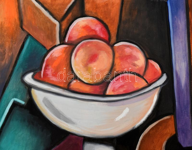 Jelzés nélkül: Art Deco alakok, csendélet. Olaj, rétegelt falemez. 103x81 cm - Image 3