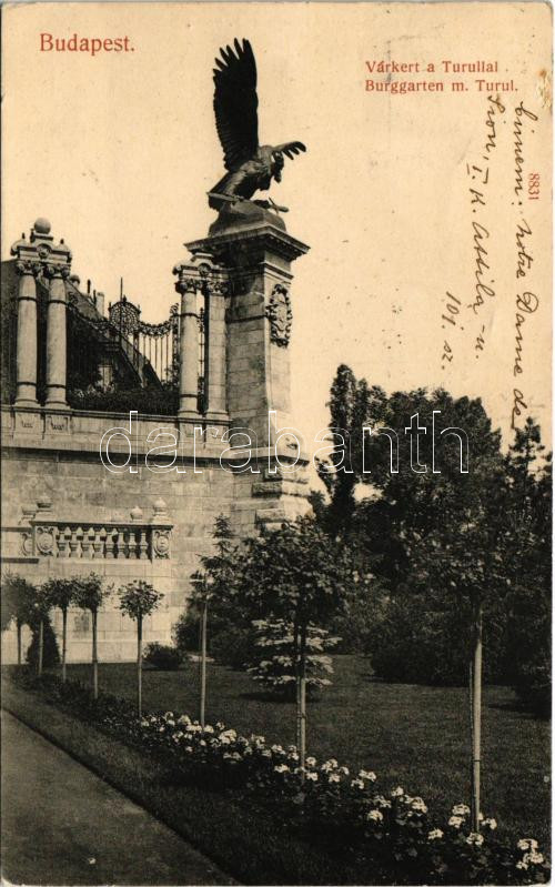 1907 Budapest I. Várkert a Turullal. Taussig Arth. 8831. (felszíni sérülés / surface damage)