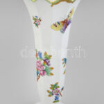 Herendi Viktória mintás trombita váza, jelzett, kopott, m: 22 cm