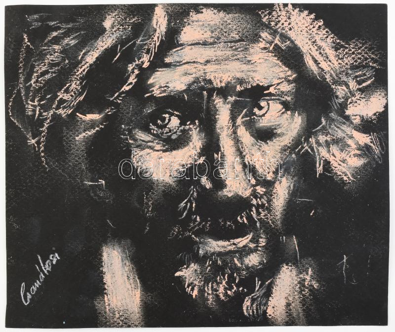 Csanálosi Tibor (1969- ): Portré. Vegyes technika, papír, jelzett, 16,5x19,5 cm