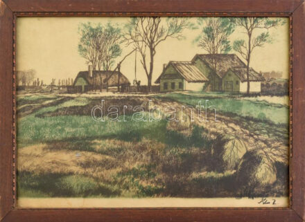 Klie Zoltán (1897-1992): Tanya. Színezett rézkarc, papír, jelzett. Üvegezett, kissé sérült fa keretben, 24,5x34 cm