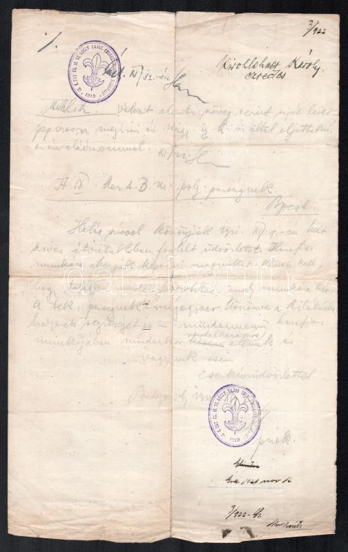 1921 Mester utcai cserkész alakulathoz írt köszönő levél Kirchlener ezredes aláírásával - Image 3