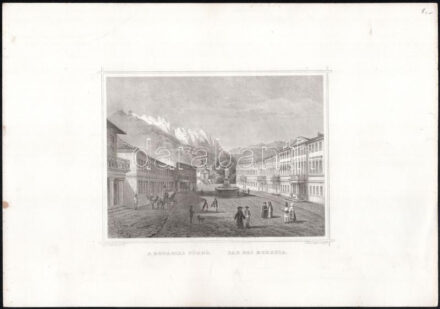 cca 1850 Ludwig Rohbock (1820-1883)- G.Heisinger: A Mehádiai fürdő/Bad Bei Mehadia, erdélyi település látképe, acélmetszet, papír, széles margójú kiadás, kissé foltos, 12x16,5 cm, papír: 22x31 cm
