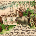 1902 Fröhliche Pfingsten / Pentecost greeting art postcard with bugs drinking beer. Art Nouveau, Emb. litho