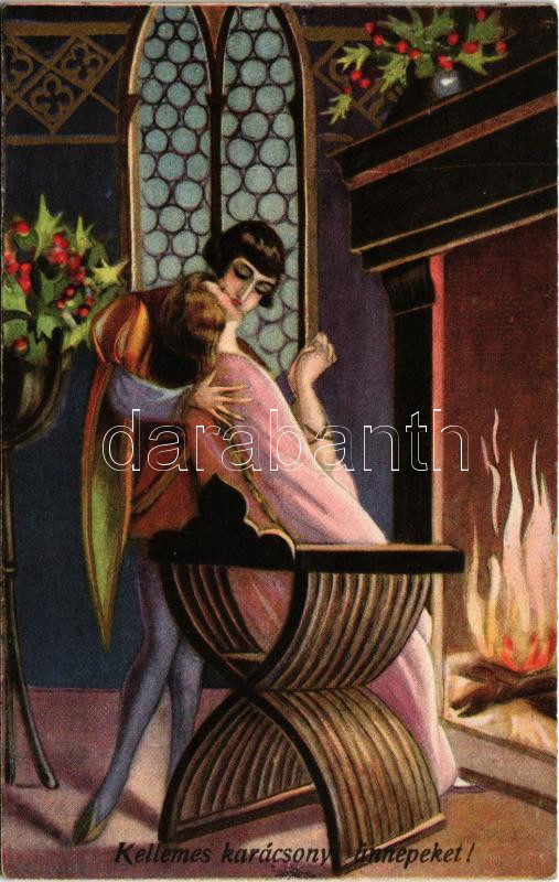 1926 Kellemes karácsonyi ünnepeket! / Christmas greeting art postcard. Ballerini & Fratini 218.