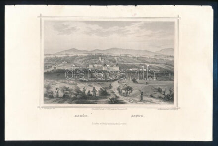 cca 1850 Ludwig Rohbock (1820-1883)- G.Heisinger: Aszód, Aszod, Darmstadt, G.G. Lange,(Pest,Lauffer és Stolp), acélmetszet, papír, 10x16 cm, papír: 15x24 cm